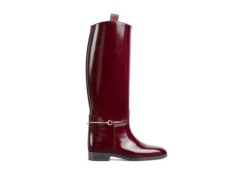 Women's slim Horsebit boot in bordeaux shiny leather 